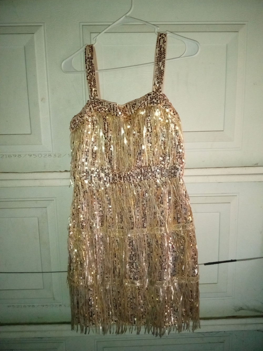 Gold Sequin Fringe Party Dress